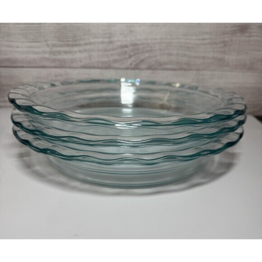 3 Pcs.Vintage Pyrex 209 9.5 In 24 Cm  Pie Plate Clear 100th Anniversary USA Made